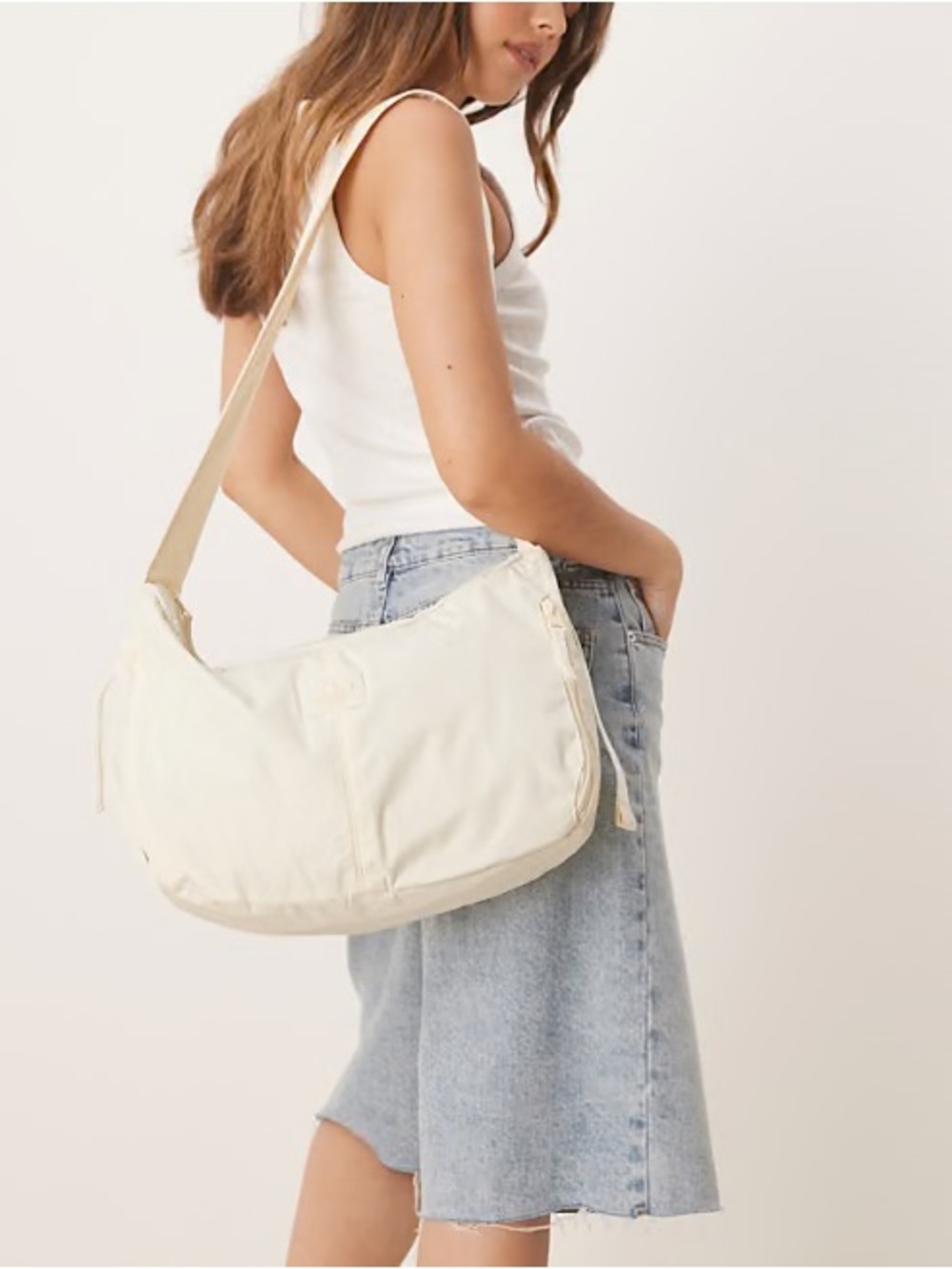 Cream Shoulder Bag - Lightweight Everyday Hobo